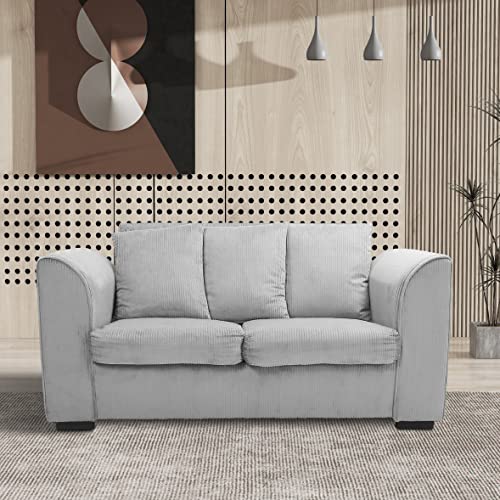 EMKK Fabric Modern Comfy Loveseat Sofa Couch for Living Room, 62" W Upholstered 2-Seater Furniture for Compact Small Space, Apartment, Bedroom, Dorm, Office, Grey