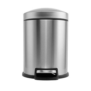 innovaze 1.32 gal./5 liter stainless steel round step-on trash can for bathroom and office