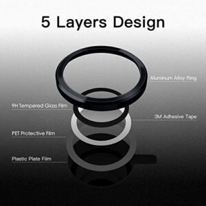 JETech Camera Lens Protector for iPhone 14 6.1-Inch and iPhone 14 Plus 6.7-Inch, 9H Tempered Glass Metal Individual Ring Cover, HD Clear, 2-Pack (Midnight)