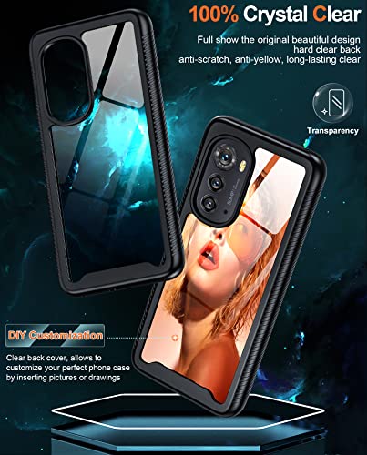 LeYi for Motorola Edge 2022 Case, Moto Edge 2022 Case with 2 Tempered Glass Screen Protector, Full-Body Shockproof Bumper Rugged Hybrid Clear Protective Phone Case for Motorola Edge 2022, Black