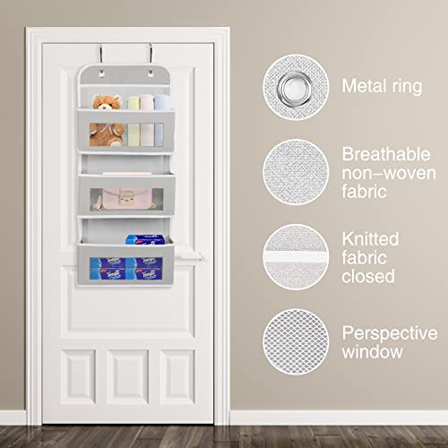 Over The Door Organizer Storage, Wall Mount Hanging Organizer with 3 Large Capacity Pocket Organizers