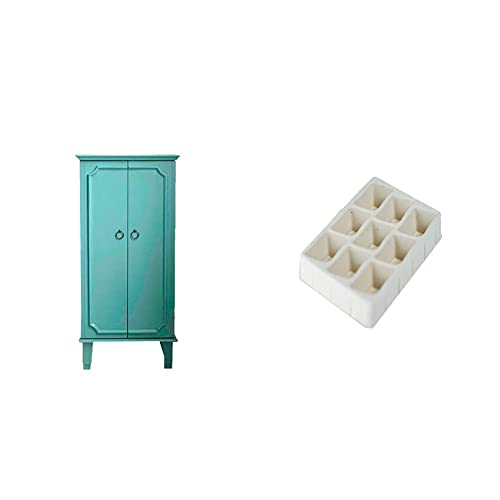 Hives and Honey 9006-349 Carson Fully Locking Jewelry Armoire, Large, Turquoise & Earring Tray Inserts (4 Pack) Jewelry Storage, Sand (9006-905)