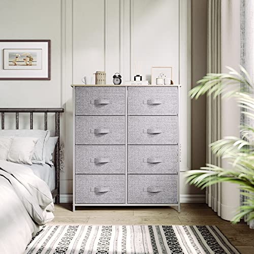 YITAHOME Storage Dresser, Gray & Storage Tower & Closets - Sturdy Steel Frame, Easy Pull Fabric Bins & Wooden Top