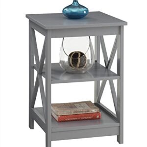 Convenience Concepts Oxford End Table with Shelves, Gray & Oxford 5 Tier Corner Bookcase, Gray