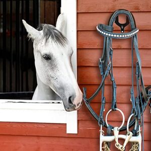 jeonan 4 Pack Horse Bridle Rack Black Bridle Bracket Metal Bridle Hook Wall Mounted Halter Hanger with Mounting Screws and Expansion Pins for Horse Barn Supplies