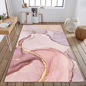 Pink Abstract Gold Plated Area Rug, Mysterious Personality Decorative Rug, Anti-Slip Rug Foldable Fashion Design Does Not Hurt Floors Suitable for Living Room Bedroom Dining Room Office 6 x 8ft