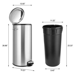 Innovaze 8 Gal./30 Liter Stainless Steel Round Shape Step-on Trash Can for Kitchen