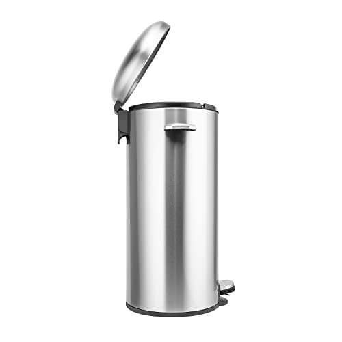 Innovaze 8 Gal./30 Liter Stainless Steel Round Shape Step-on Trash Can for Kitchen