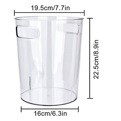 AccEncyc Small Trash Can 1.5 Gallon Clear Wastebasket with Handles Plastic Garbage Can Container Bin for Bathroom, Kitchen, Office, Bedroom, College Dorm, Craft Room
