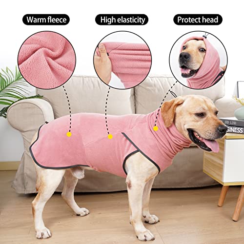 ROZKITCH Dog Sweater for Cold Weather, Extra Warm Polar Fleece Dog Coat, Dog Jacket with Turtle Neck, Soft Dog Vest, Snow Coat for Dogs, Dog Pullover, Dog Winter Clothes for Small Medium Dogs Pink