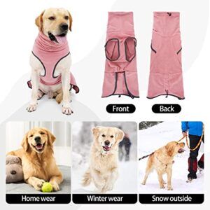 ROZKITCH Dog Sweater for Cold Weather, Extra Warm Polar Fleece Dog Coat, Dog Jacket with Turtle Neck, Soft Dog Vest, Snow Coat for Dogs, Dog Pullover, Dog Winter Clothes for Small Medium Dogs Pink