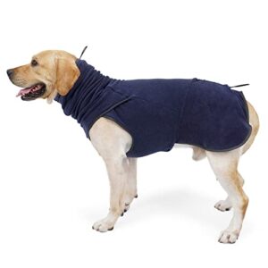 rozkitch dog sweater for cold weather, extra warm polar fleece dog coat, dog jacket with turtle neck, soft dog vest, snow coat for dogs, dog pullover, dog winter clothes for small medium dogs blue