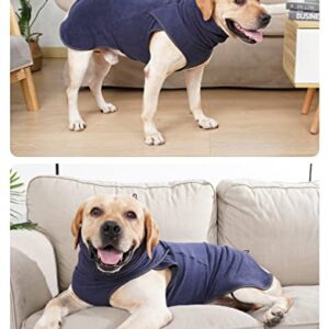 ROZKITCH Dog Sweater for Cold Weather, Extra Warm Polar Fleece Dog Coat, Dog Jacket with Turtle Neck, Soft Dog Vest, Snow Coat for Dogs, Dog Pullover, Dog Winter Clothes for Small Medium Dogs Blue