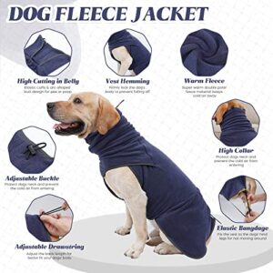 ROZKITCH Dog Sweater for Cold Weather, Extra Warm Polar Fleece Dog Coat, Dog Jacket with Turtle Neck, Soft Dog Vest, Snow Coat for Dogs, Dog Pullover, Dog Winter Clothes for Small Medium Dogs Blue