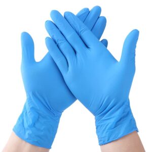 Disposable Nitrile Gloves – Powder Free, Rubber Latex Free, Medical Exam Grade, Non Sterile, Ambidextrous - Soft with Textured Tips – 100 Count Blue, Large