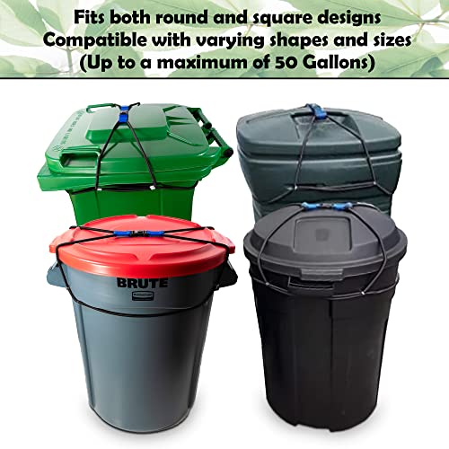 ZONDER Trash Can Locks | Bungee Cord Outdoor Trash Can Locks for Raccoons Animals | Neat Yard | Bear Garbage Bin Locks - Ease of Use - Durable - Double Pack