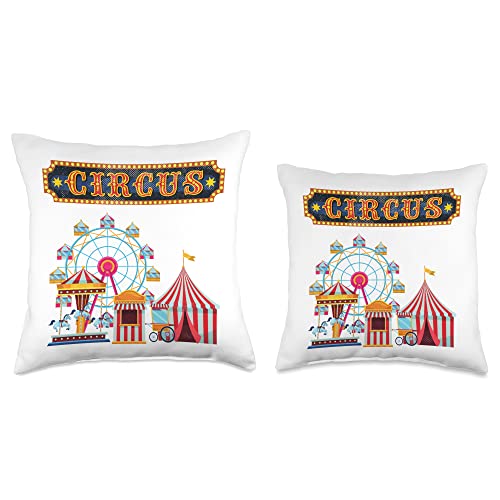 Circus Themed Design Birthday Party Apparel Circus Event Birthday Boy Girl Themed Party Carnival Lover Throw Pillow, 18x18, Multicolor