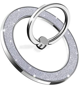 magnetic phone ring holder for magsafe - pikabo magnetic phone grip, phone stand, phone finger ring for iphone magsafe, compatible with wireless charging. (glitter silver)