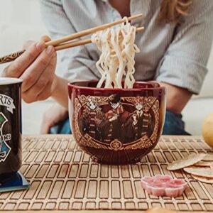 Harry Potter Anime Trio Japanese Ceramic Dinnerware Set | Includes 20-Ounce Ramen Noodle Bowl and Wooden Chopsticks | Asian Food Dish Set For Home & Kitchen | Wizarding World Hogwarts Gifts