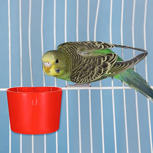 30 Pcs Cage Cups Birds Feeders Bird Water Dispenser Hanging Quail Waterer Plastic Chicken Feeding Watering Dish for Small Coop Parrot Parakeet PET Poultry Pigeon Gamefowl Food Seed Bowl Supplies, Red