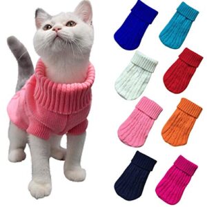 Generic Small Dog Sweaters Knitted Pet Cat Sweater Warm Sweatshirt Pets Winter Clothes for Kitten Puppy Cats Dogs