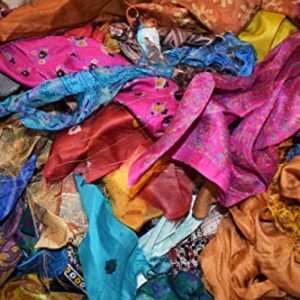 Silk Fabric Scraps, Recycled, Upcycled, Waste Remnants, Mystery Bag Lot, Mixed Fabric, Silk for Nuno (100 g Bag)