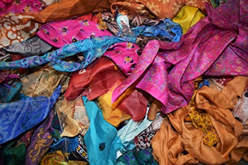Silk Fabric Scraps, Recycled, Upcycled, Waste Remnants, Mystery Bag Lot, Mixed Fabric, Silk for Nuno (100 g Bag)
