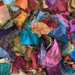 Silk Fabric Scraps, Recycled, Upcycled, Waste Remnants, Mystery Bag Lot, Mixed Fabric, Silk for Nuno (100 g Bag)