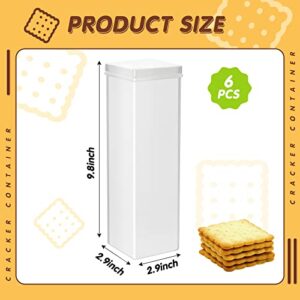Set of 6 Square Cracker Keeper Plastic Saltine Cracker Sleeve Storage Container Tall Spaghetti Container Baking Soda Container Bread Saver for Airtight Cookie Cereal Fresh Food Holder
