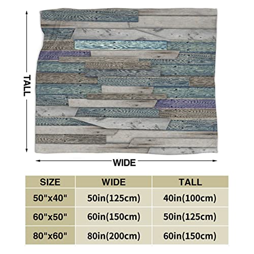 Throw Blanket for Bed,Rustic Image of Blue Grey Grunge Wood Planks Barn House Door Nails Country Life Theme Print,Microfiber All Season Bed Couch Quilt,50" x 60"