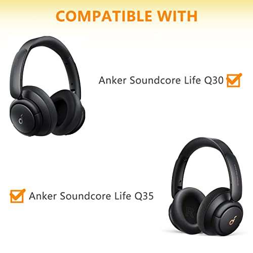 Soundcore Life Q30/Soundcore Life Q35 Replacement Ear Pads, Ear Cusions Replacement Parts Good Fit Earpads Compatible with Anker Soundcore Life Q30/Q35 Noise Cancelling Headphones (Black)