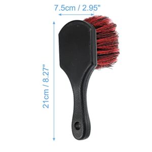 X AUTOHAUX Short Handle Wheel Tire Brush Soft Bristle Car Wash Brush for Car Tire Cleaning Dirt Road Grime Black Red
