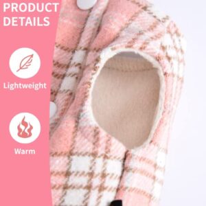 Winter Dog Dress for Small Dogs Girl, Pink Plaid Dog Dresses Winter Warm Fleece Lining Female Small Dog Clothes, Pet Outfits Coat, Cat Apparel for Holiday,Christmas,Small,Yikeyo