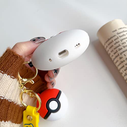 Cute Airpod Pro 2 Case, Funny 3D Cartoon Key Chain Case, Soft PVC Full Protection Shockproof Charging Case Cover Compatible with for 2019 Airpod Pro, 2022 Airpod Pro 2. (Pro 2 Pendant Ball)