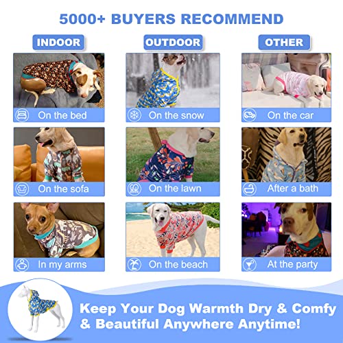 LovinPet Hoodies for Extra Large Dogs - Easy Wearing Cold Winter Dog Coats, Skin-Friendly Flannel Fabric Clothes for Dog, Dreamy Bear Prints Dog Clothes, Warm Dog Clothes for Large Dogs Breed,Large