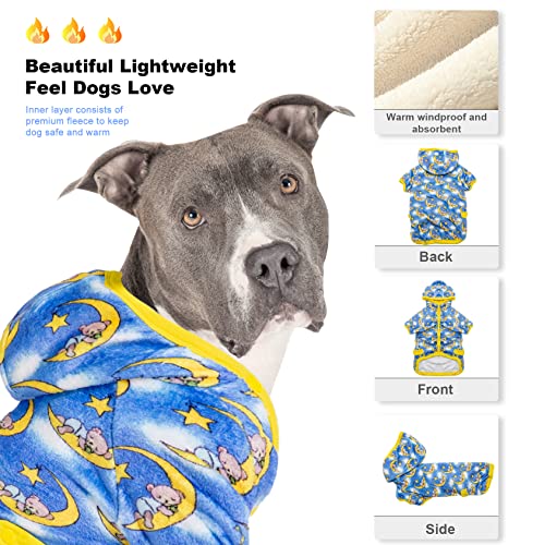 LovinPet Hoodies for Extra Large Dogs - Easy Wearing Cold Winter Dog Coats, Skin-Friendly Flannel Fabric Clothes for Dog, Dreamy Bear Prints Dog Clothes, Warm Dog Clothes for Large Dogs Breed,Large