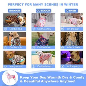 LovinPet Dog Coat Large Breed 5XL, Upgrade Warm Pajamass for Dogs, Skin-Friendly Flannel Fabric Clothes for Dog, Big Bites Pink Prints Dog Sweater, Warm Dog Clothes for Large Dogs Breed,XL