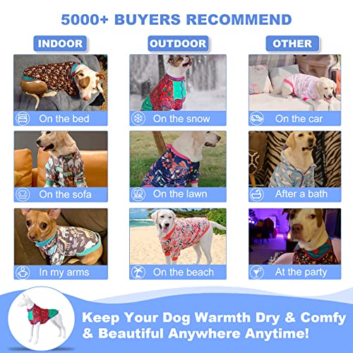 LovinPet Dog Jacket for English Bulldogs: Warm Flannel Fabric Amaryllis Red Prints Coats for Dogs, Update Sweater for Dogs, Cozy Dog Pajamas for Cold Weather Using,XL