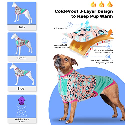 LovinPet Dog Sweater Big Dog: Lightweight Warm Pet Coats, Skin-Friendly Flannel Fabric Clothes for Dog, Wildlife Lemurs Pastel Prints Dog Clothes, Warm Dog Clothes for Large Dogs Breed,XL