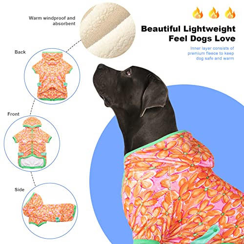 LovinPet Hoodies for Large Male Dogs: Soft Flannel Warm Dog Pajamas, Skin-Friendly Fabric Floralish Blooms Field Luminous Prints Dog Clothing for Autumn Winter Using,XL