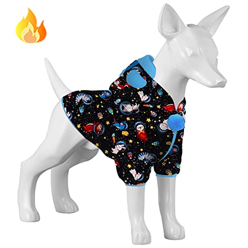LovinPet Dog Coats for Mastiff: Easy Off Professional Fabric Clothes for Dogs, Universe Space Animals Black Prints Dog Clothes, Warm Dog Clothes for Small Dog Breeds,