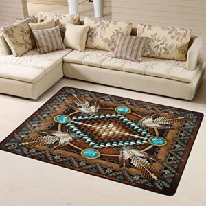 Large Area Rug Native American Style Non-Slip Floor Doormat Carpet Printing Rug for Living Room Bedroom Bathroom Farmhouse 5 x 6Ft
