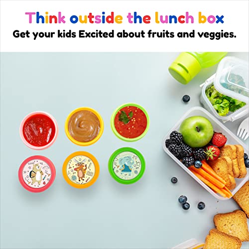 HOUSYLOVE Plastic Small Containers With Lids For Lunch Box, Colorful Dressing Sauce Containers For Lunch Box, Tiny Small Sauce Containers For Lunch Box, Mini Containers With Lids, 6 Pack