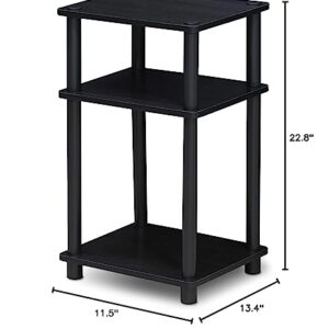 Furinno Turn-S-Tube No Tools 3-Tier Entertainment TV Stands, Espresso/Black & Just 3-Tier Turn-N-Tube End Table/Side Table/Night Stand/Bedside Table with Plastic Poles, 1-Pack, Americano/Black