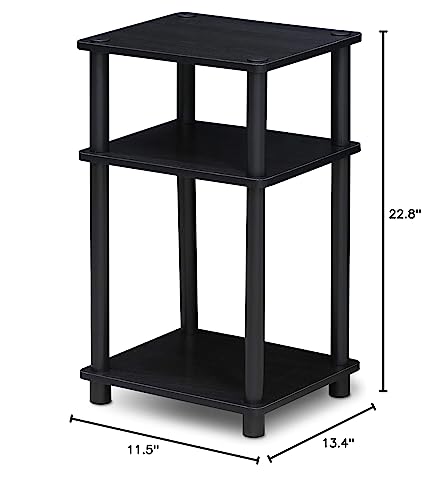 Furinno Turn-S-Tube No Tools 3-Tier Entertainment TV Stands, Espresso/Black & Just 3-Tier Turn-N-Tube End Table/Side Table/Night Stand/Bedside Table with Plastic Poles, 1-Pack, Americano/Black
