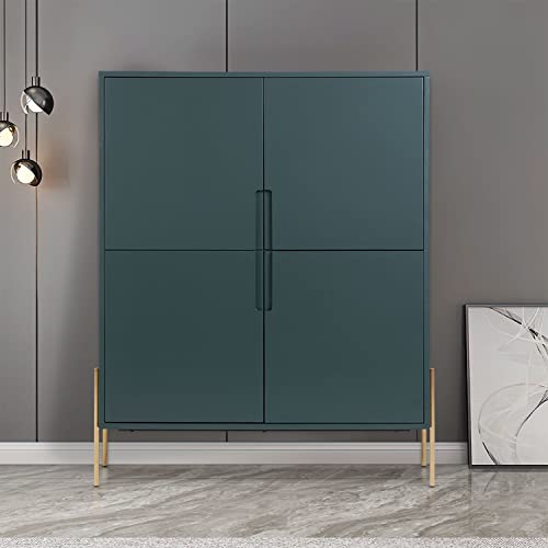 KEVINSPACE Storage Buffet Cabinet, Freestanding Sideboard with 4 Doors, Modern Wooden Kitchen Storage Cabinets, Matte Green Pantry Cabinet Side Cabinet for Living Room/Kitchen/Bedroom/Hallway/Office