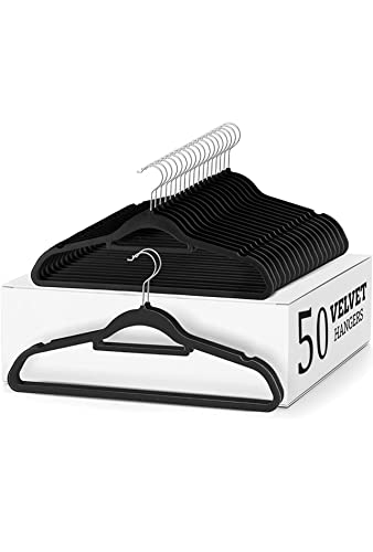 Premium Velvet Non-Slip, Durable, Space Saving Clothes Hangers for Closet W/360 Degree Chrome Swivel Hook- Holds Up to 10 pounds