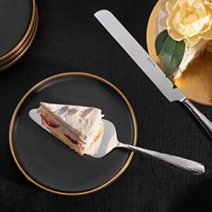Hudson Essentials Bergamo Hammered 18/10 Stainless Steel Cake Knife & Cake Server Set – Perfect for Weddings, Engagements, Parties, Birthdays and Events