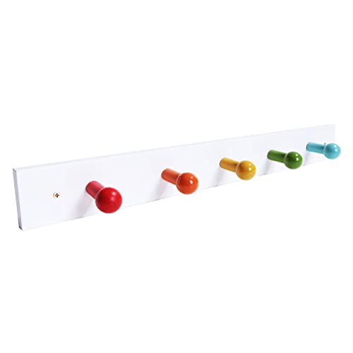 Rainbow Hook Wall Rack; Kids Coat Hook Rack for Boys and Girls for Jackets Clothes Hats Backpacks Robes and Towels, Wall mount coat rack, Kids Mounted Organizer for Closet, Bathroom, Bedroom