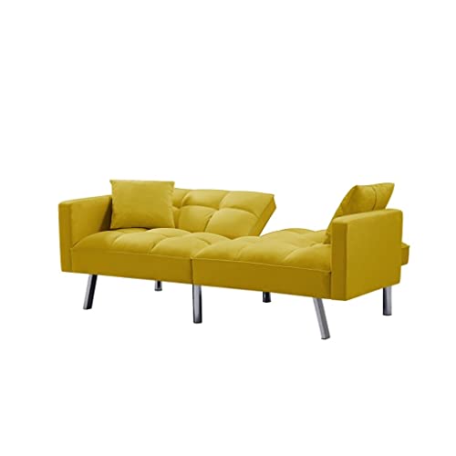 Sofas Futon Sofa Bed, Mid-Century Modern Convertible Couch Loveseat Sleeper for Small Space,